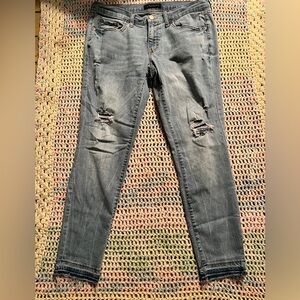 Aeropostale Blue Skinny Jeans with Faded Distressing